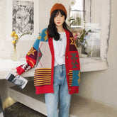 Unique Geometrical Pattern Knit Cardigan Sweater